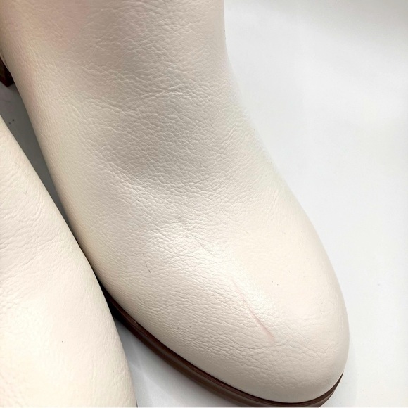 Women's White Ankle Boots with tan block 2" heel size 9 groovy cottage fairy - Picture 3 of 9